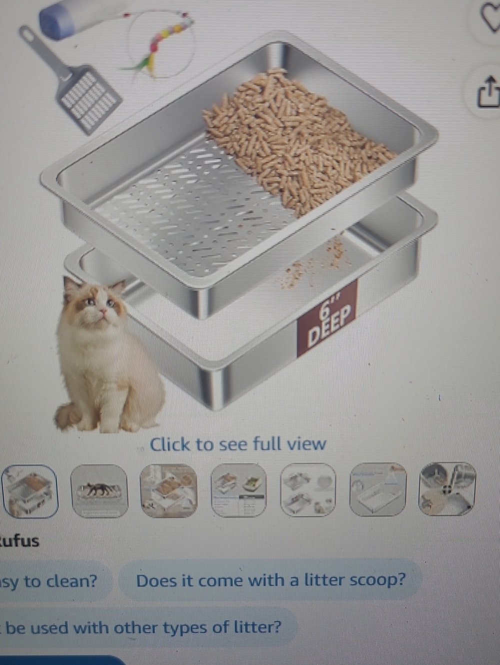 6" Deep Stainless Steel Cat Litter Box - Silver